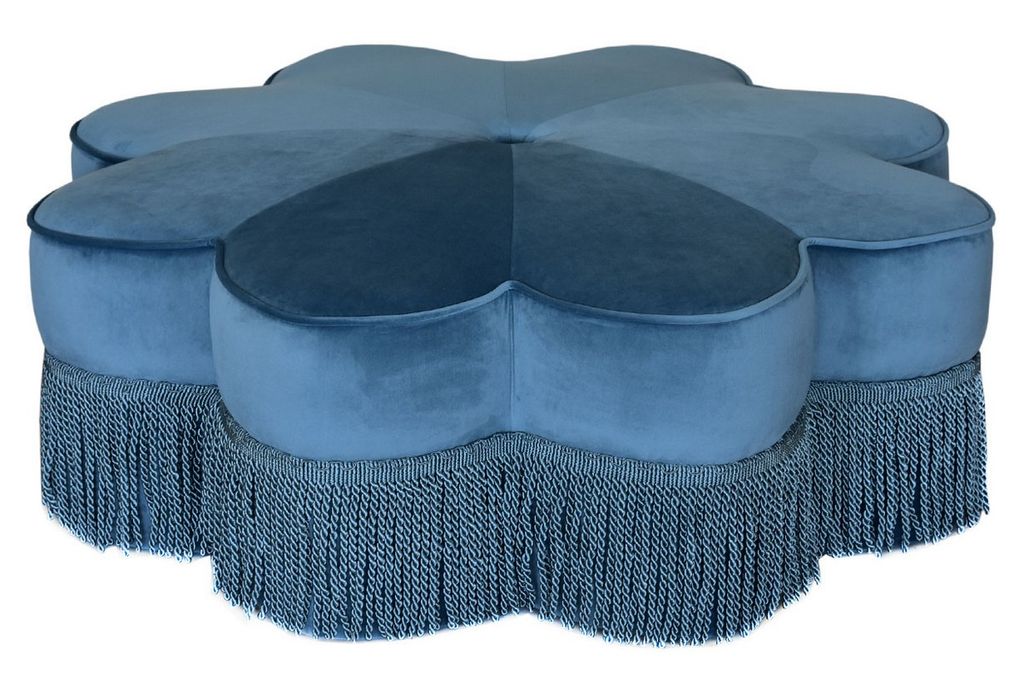 Preview image for Flower Ottoman Dusty Blue
