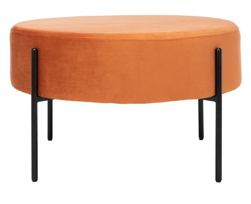 Lisbon Round Cocktail Ottoman, 31.5" X 18", Sienna/Black