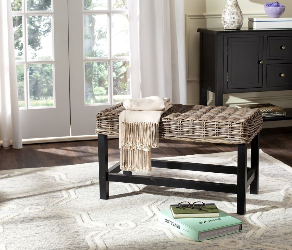 Omari Wicker Bench, 31.5" X 17.6"