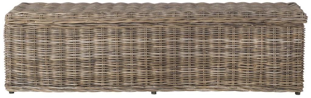 Caius Wicker Bench With Storage, 63" X 18.7"