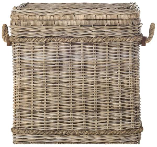 Sidonie Wicker Storage Hamper, 25.6" X 27.5", Grey