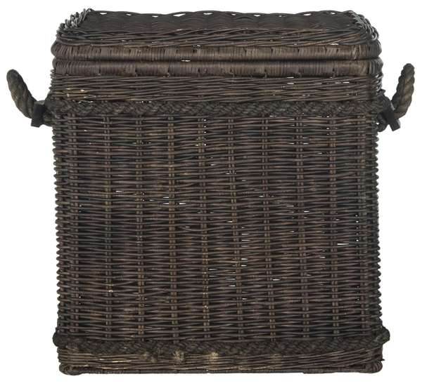 Sidonie Wicker Storage Hamper, 25.6" X 27.5", Dark Natural