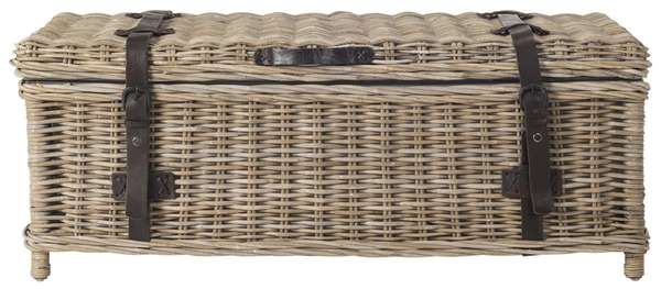 Navarro Rattan Coffee Table Trunk, 45.7" X 18.2", Grey