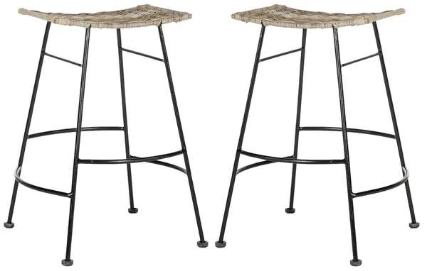 Atara Rattan Seat Barstool, 19.8" X 24", Set Of 2