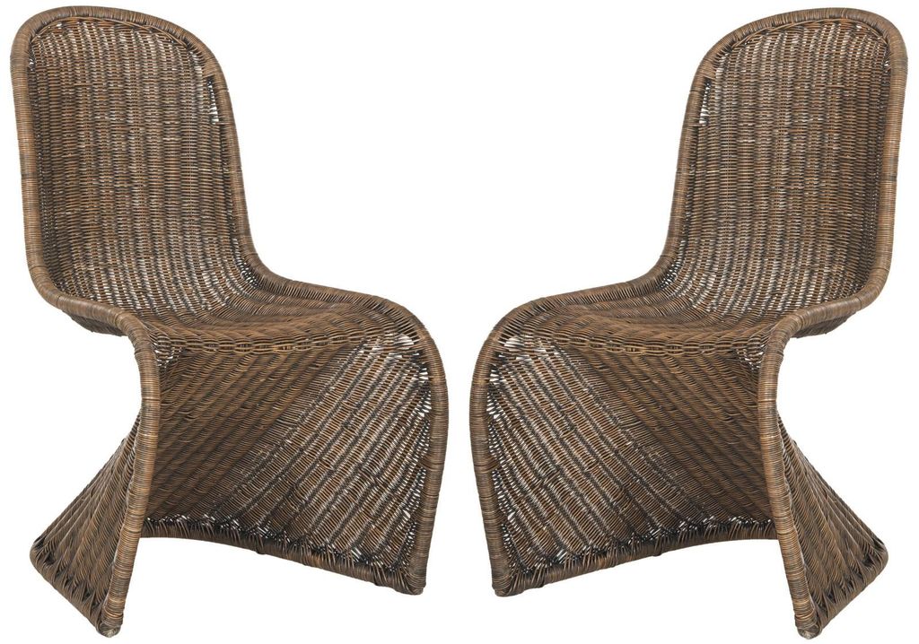 Preview image for Tana Wicker Side Chair, 19.2" X 35", Brown/Multi, Set Of 2