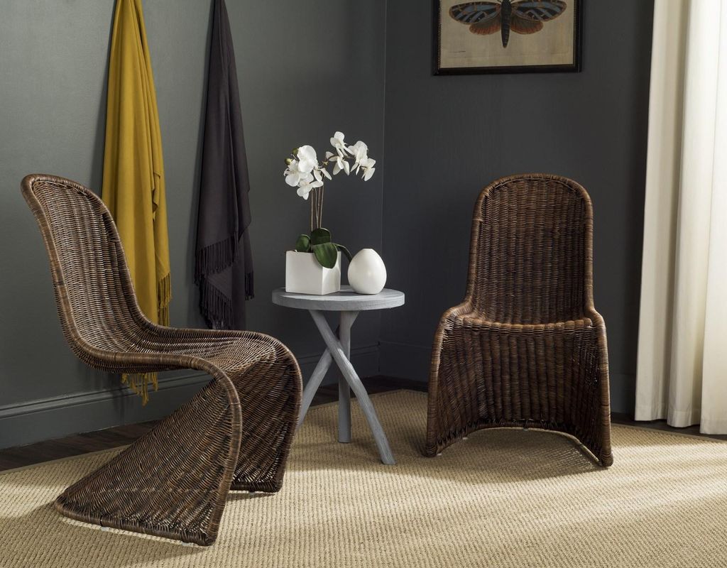 Tana Wicker Side Chair, 19.2" X 35", Brown/Multi, Set Of 2