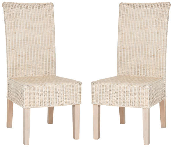 Arjun 18''H Wicker Dining Chair, 18.1" X 40.1", White Washed, Set Of 2
