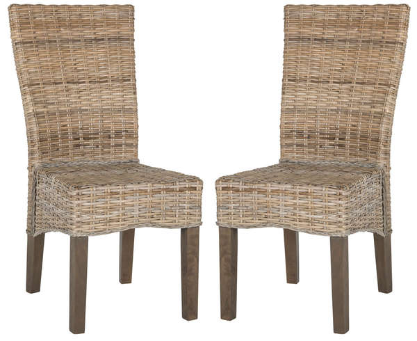 Ozias 19''H Wicker Dining Chair, 18.5" X 39", Grey, Set Of 2