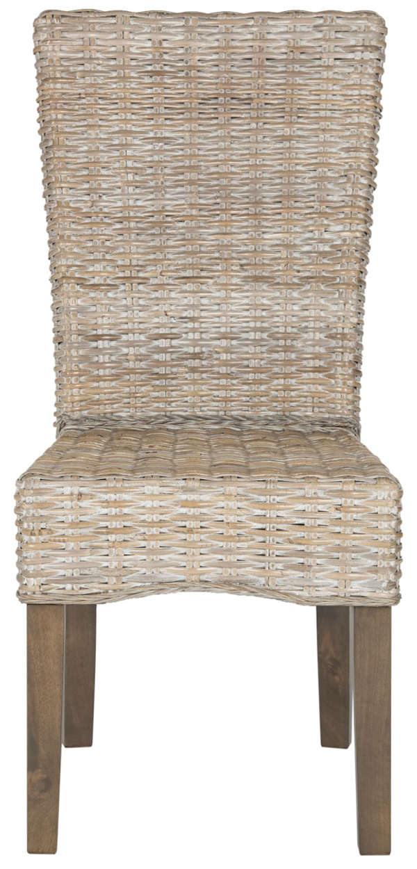 Ozias 19''H Wicker Dining Chair, 18.5" X 39", White Washed, Set Of 2