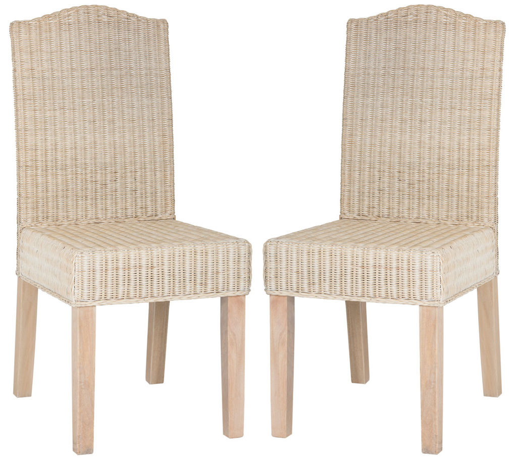 Odette 19''H Wicker Dining Chair, 17.3" X 38.5", White Washed, Set Of 2