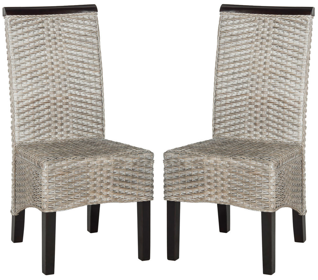 Ilya 18''H Wicker Dining Chair, 17.3" X 39.3", Antique/Grey, Set Of 2