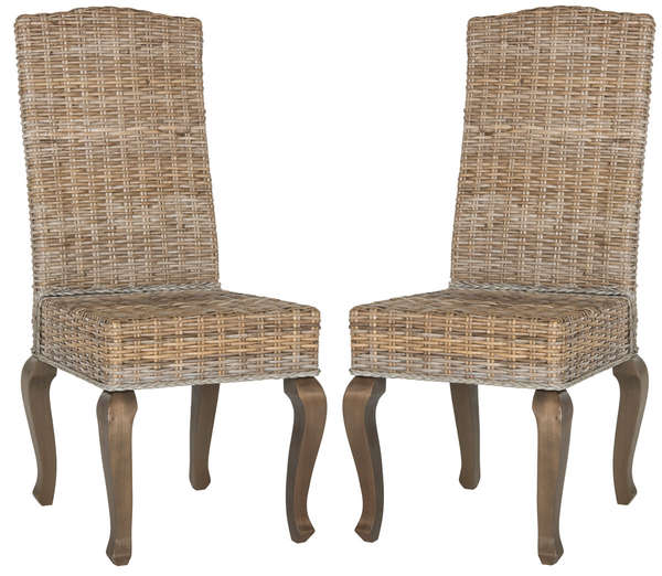 Milos 18''H Wicker Dining Chair, 19" X 41", Grey, Set Of 2