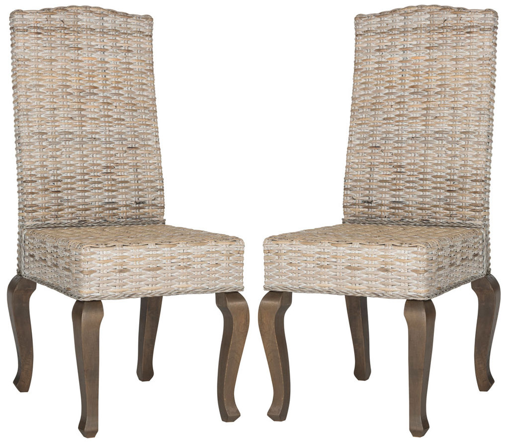 Preview image for Milos 18''H Wicker Dining Chair, 19" X 41", White Washed, Set Of 2