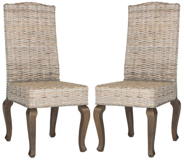 Milos 18''H Wicker Dining Chair, 19" X 41", White Washed, Set Of 2