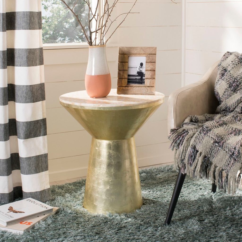 Fae Mosaic Top Round Side Table, 20.1" X 22.4"