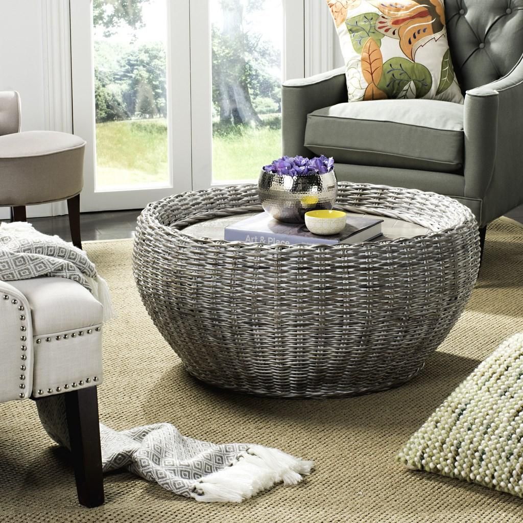 Wood Top Coffee Table, 35.4" X 15.7", Summer Grey