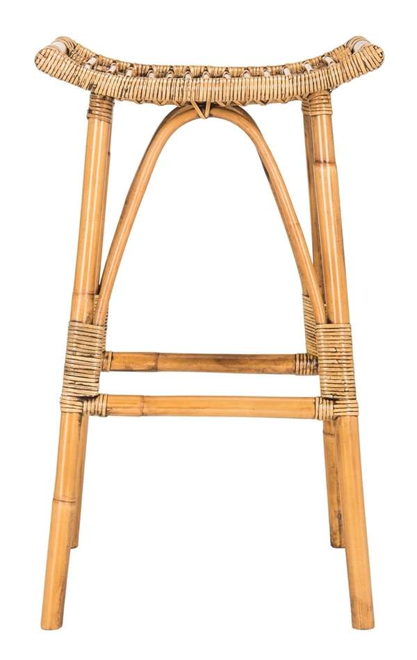 Hadley Rattan Bar Stool, 17.72" X 31.1", Honey Brown