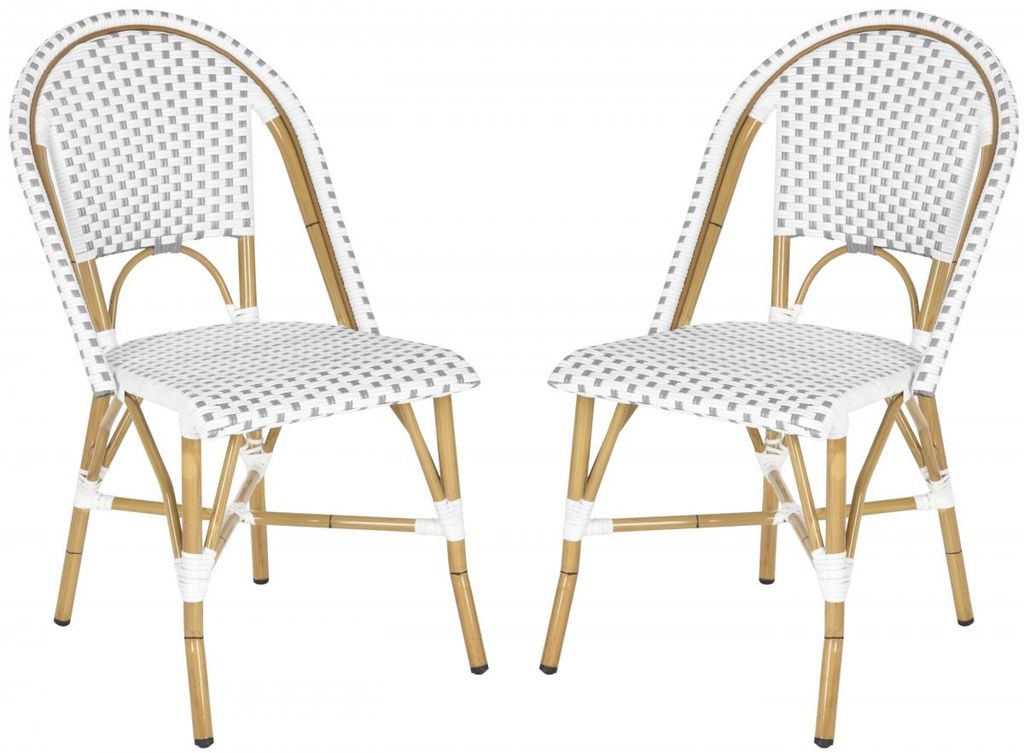 Preview image for Salcha Indoor-Outdoor French Bistro Side Chair, 18" X 34.6", White W/ Grey, Set Of 2