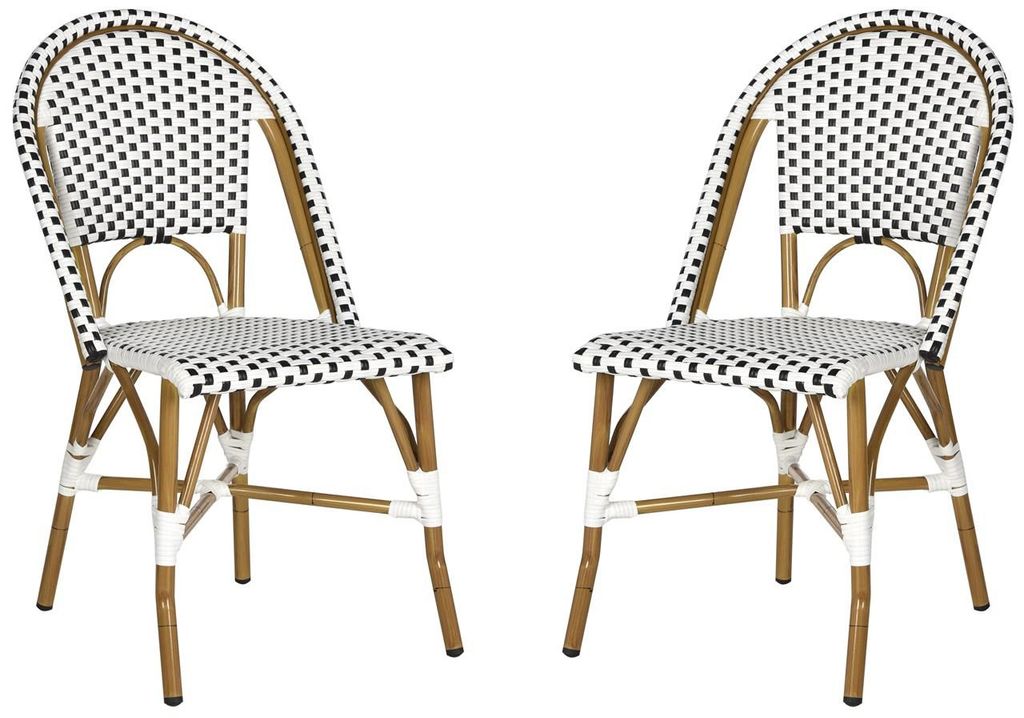 Preview image for Salcha Indoor-Outdoor French Bistro Side Chair, 18" X 34.6", Black/White/Light Brown, Set Of 2