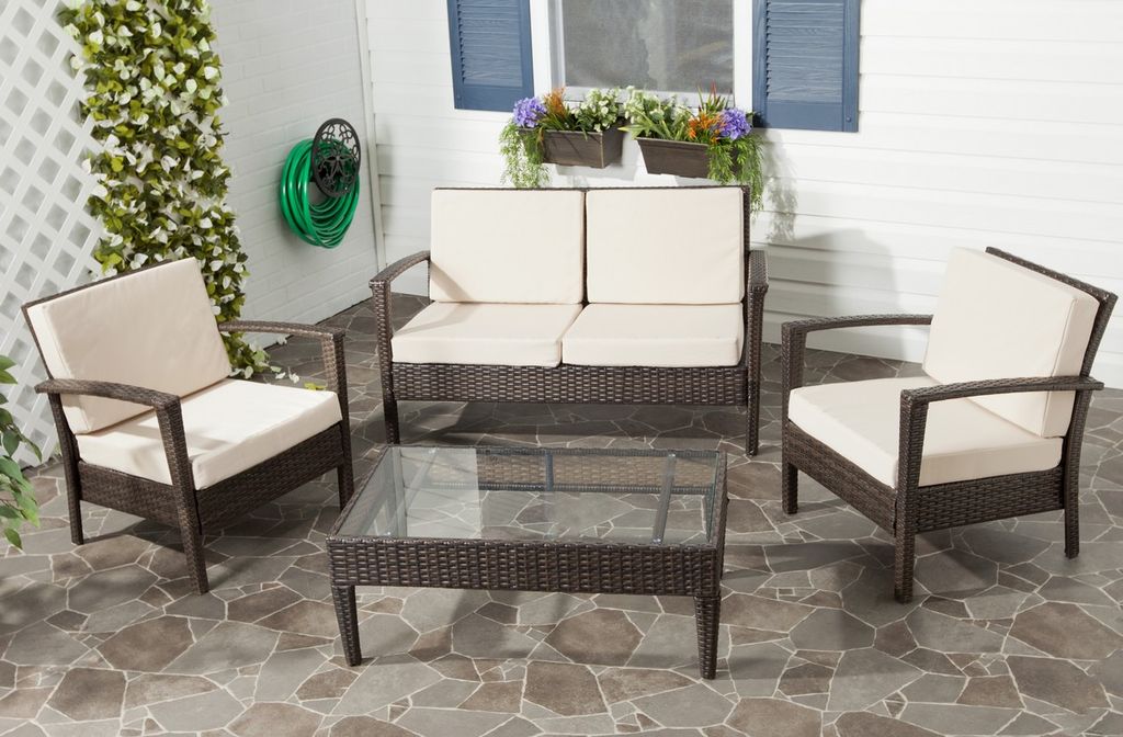 Piscataway 4 Pcs Set, Single: 25.6
Double: 48
Table: 36.2" X Single: 27.6
Double: 27.6
Table: 18.5", Brown/Beige