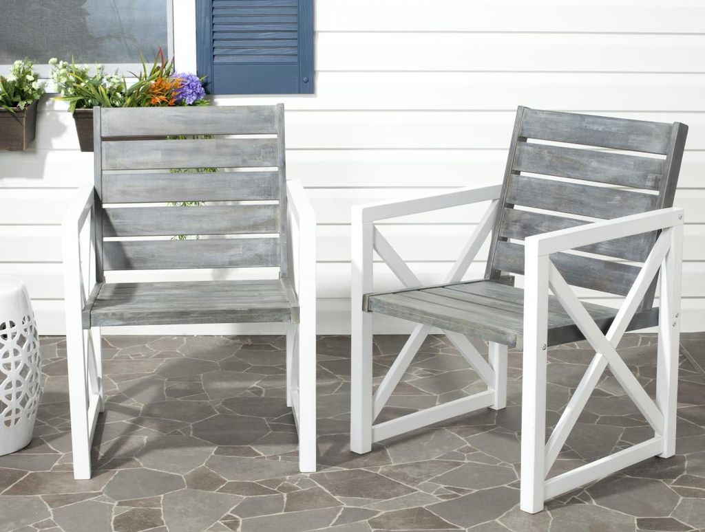Irina Armchair, 23.6" X 33.5", White/Ash Grey, Set Of 2