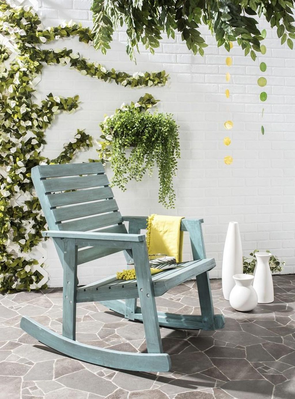 Alexei Rocking Chair, 24.4" X 34.7", Beach House Blue