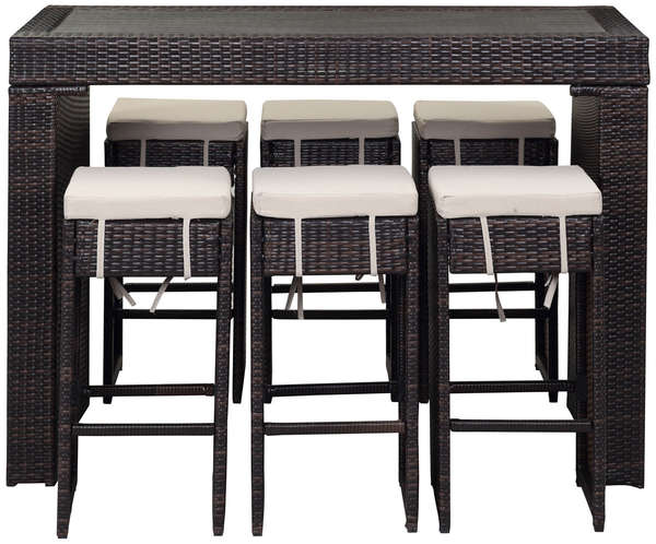 Sanders Outdoor Bar Set, Bar Table: 28.7
Bar Stool: 14.2" X Bar Table: 41.7
Bar Stool: 27.6", Brown/Sand
