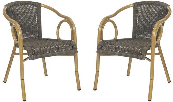 Powell Arm Chair, 21" X 33.5", Chocolate/Light Brown, Set Of 2