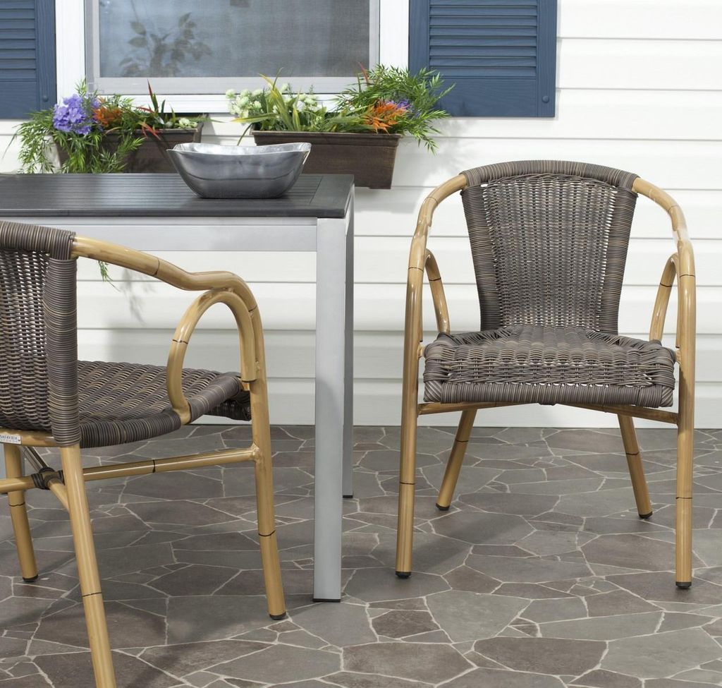 Powell Arm Chair, 21" X 33.5", Chocolate/Light Brown, Set Of 2