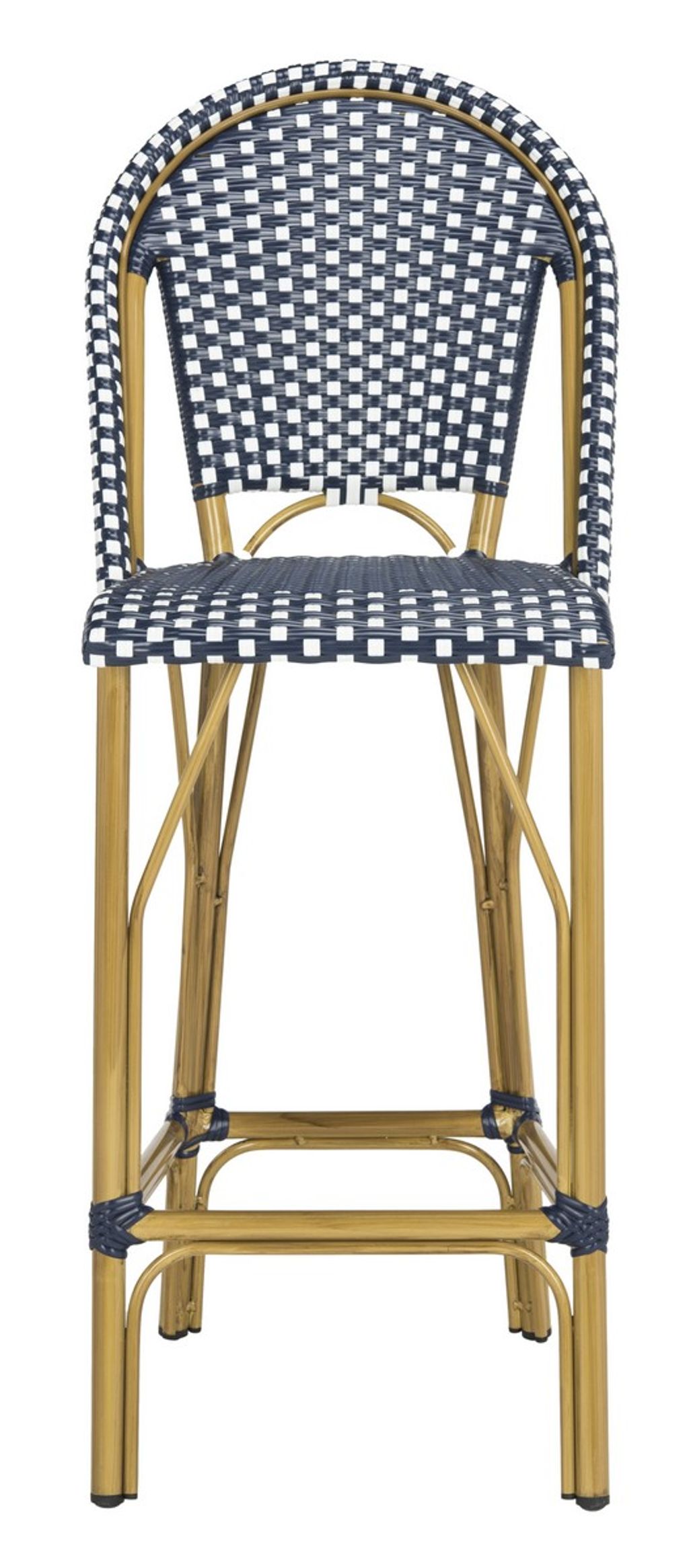 Preview image for Indoor-Outdoor French Bistro Bar Stool, 18.5" X 47", Navy/White
