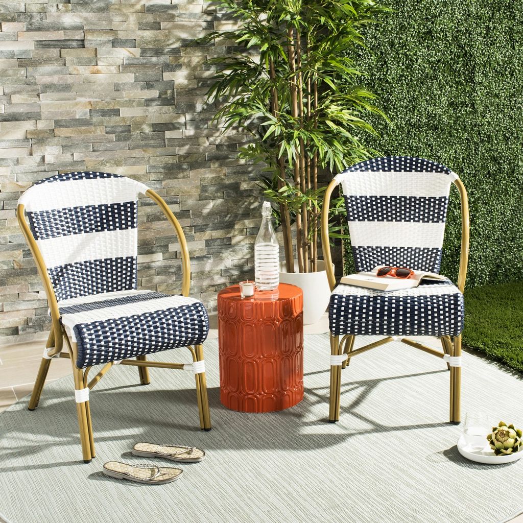 Sarita Striped French Bistro Side Chair, 20.5" X 33.5", Set Of 2