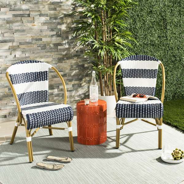 Sarita Striped French Bistro Side Chair, 20.5" X 33.5", Set Of 2