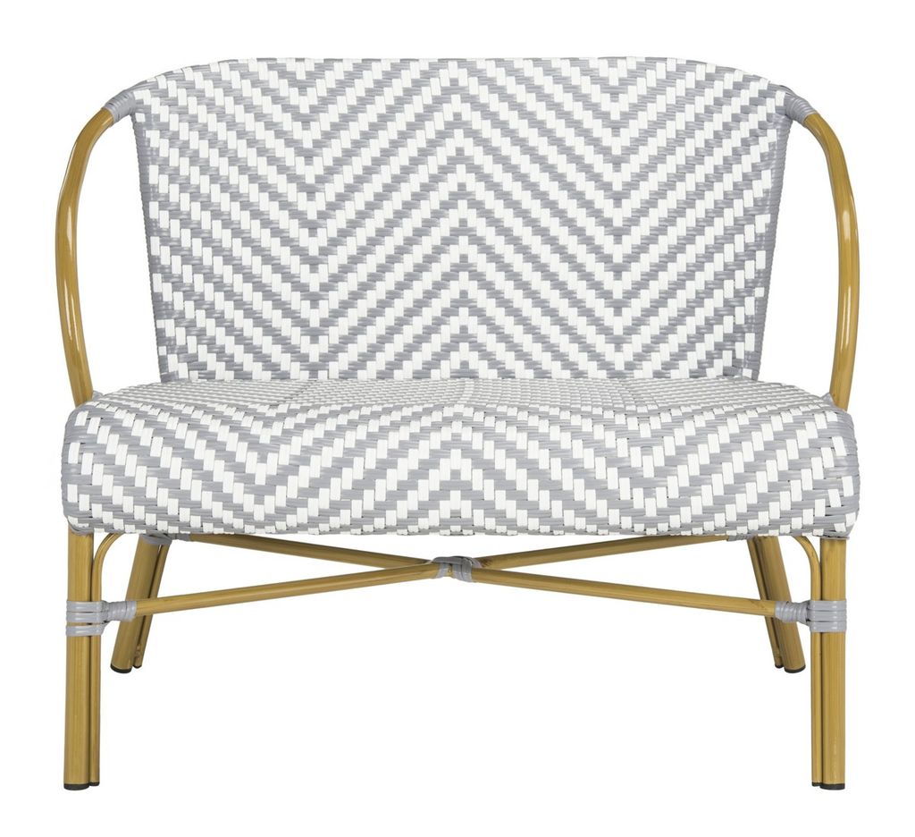 Preview image for Dandra Herringbone Rattan Settee, 38.5" X 33.5", Grey/White