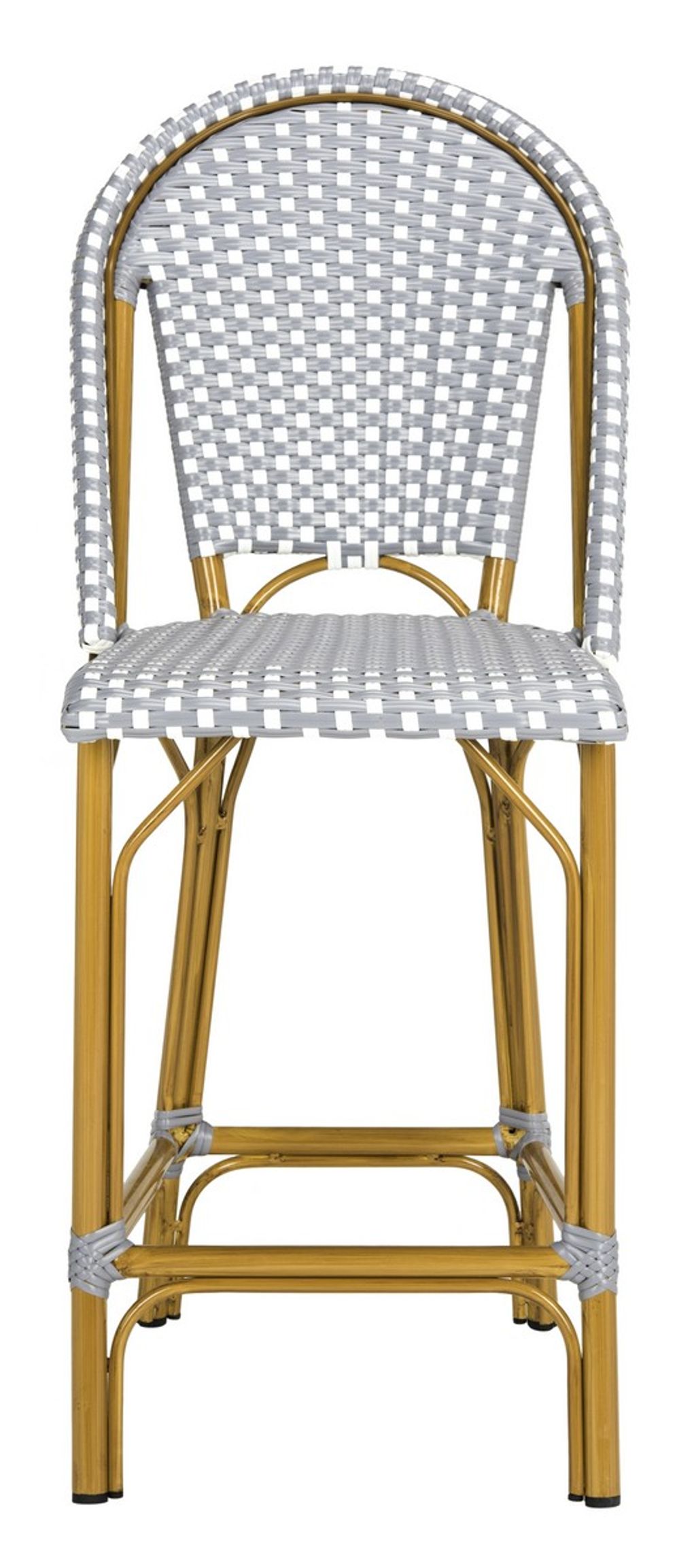 Indoor-Outdoor French Bistro Counter Stool, 18.5" X 43", Grey/White