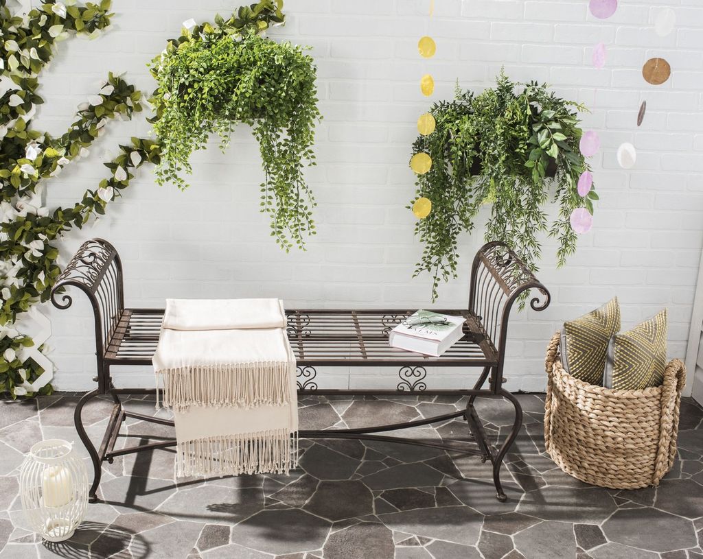 Brielle Bench, 52" X 25.5", Rustic Brown
