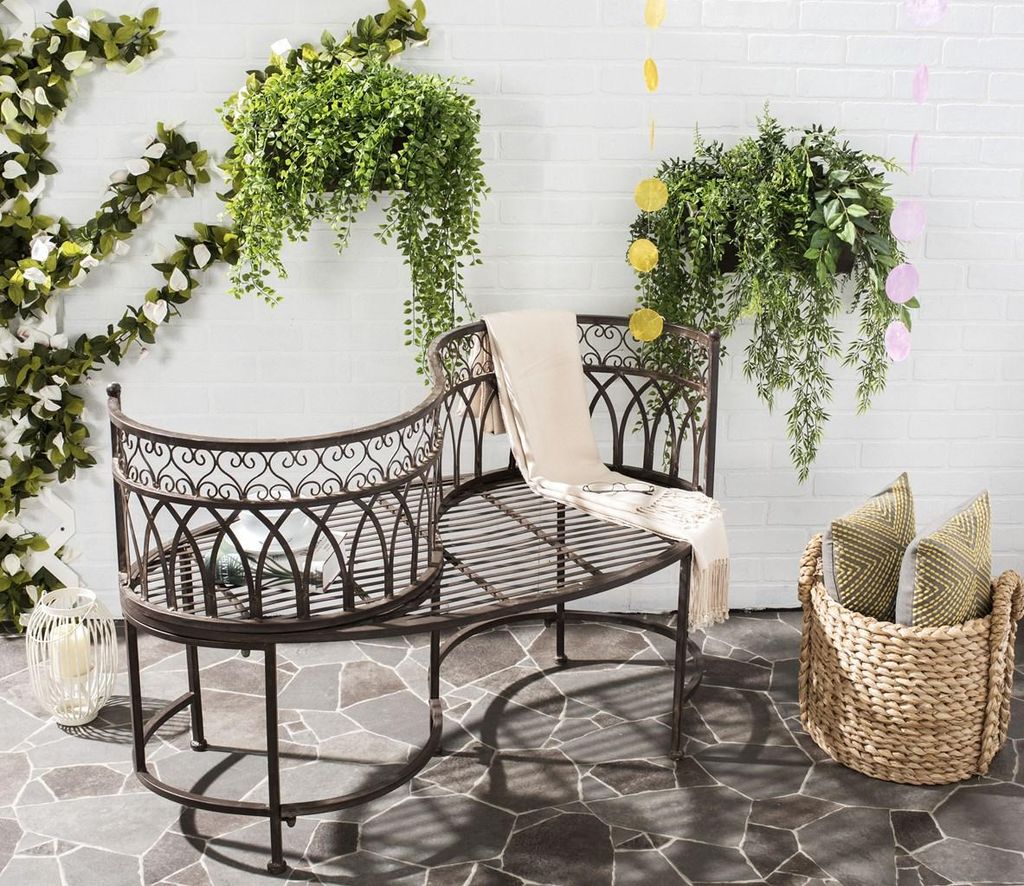 Lara Kissing Bench, 44" X 30.8", Rustic Brown