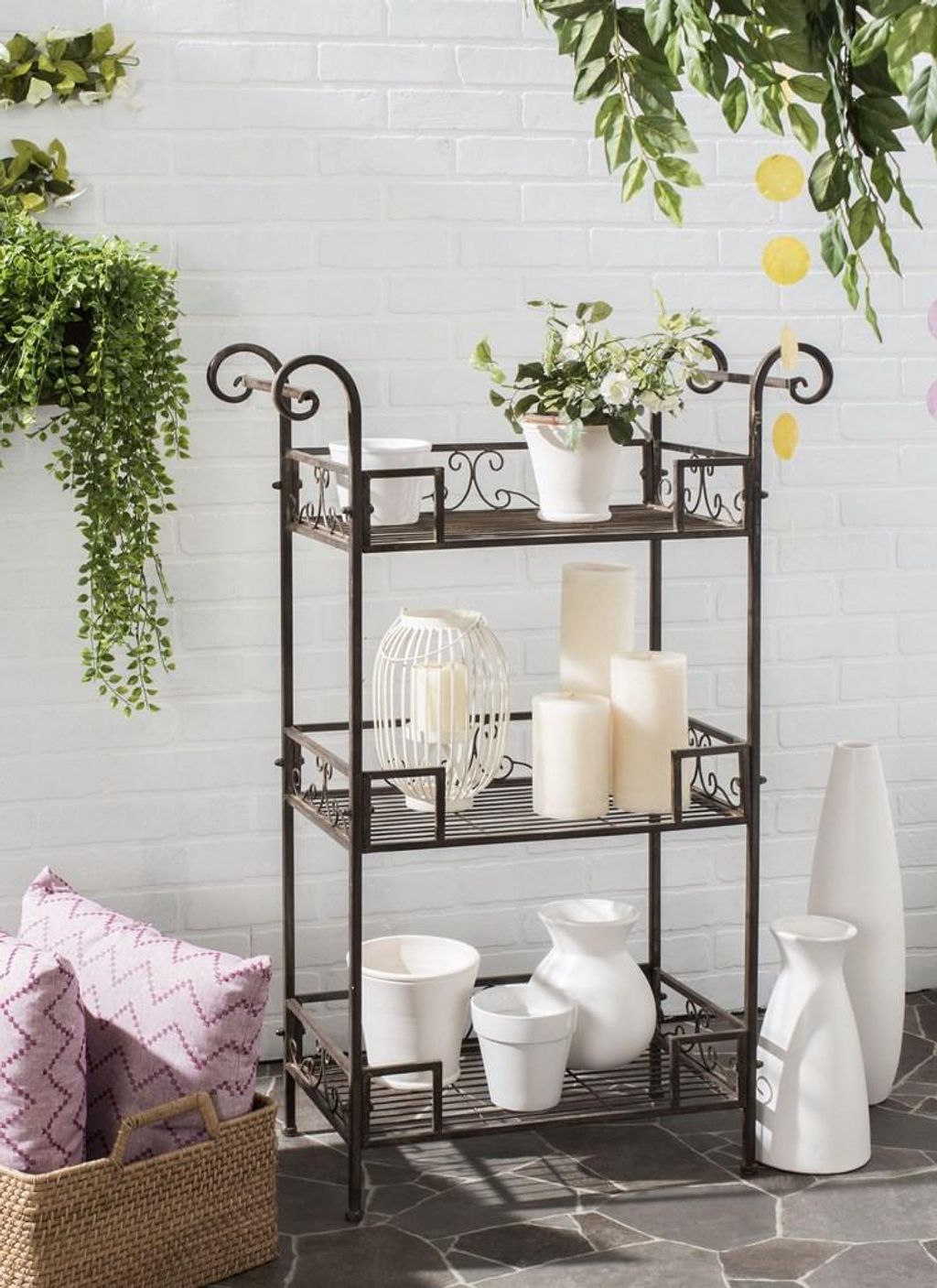 Noreen 3 Tier Shelf, 28.3" X 42.3", Rustic Brown