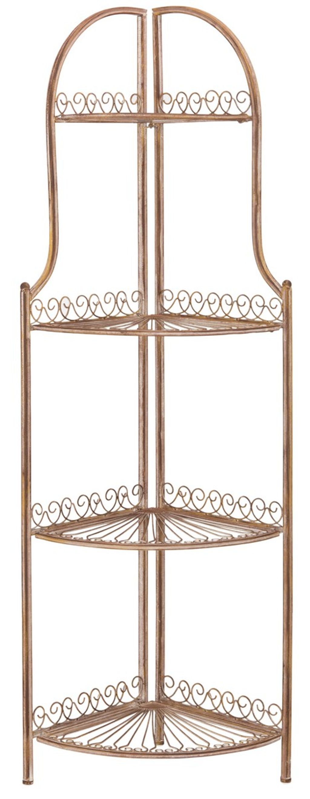 Abarrane Wrought Iron 4 Tier Outdoor Corner Shelf, 13.75" X 59.75"