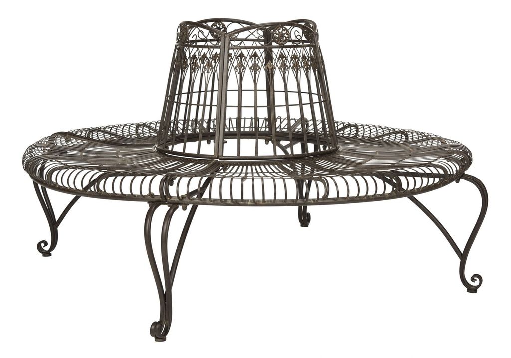 Preview image for Ally Darling Wrought Iron 60.25-Inch W Outdoor Tree Bench, 60.25" X 33.75"