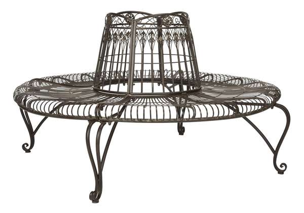 Ally Darling Wrought Iron 60.25-Inch W Outdoor Tree Bench, 60.25" X 33.75"