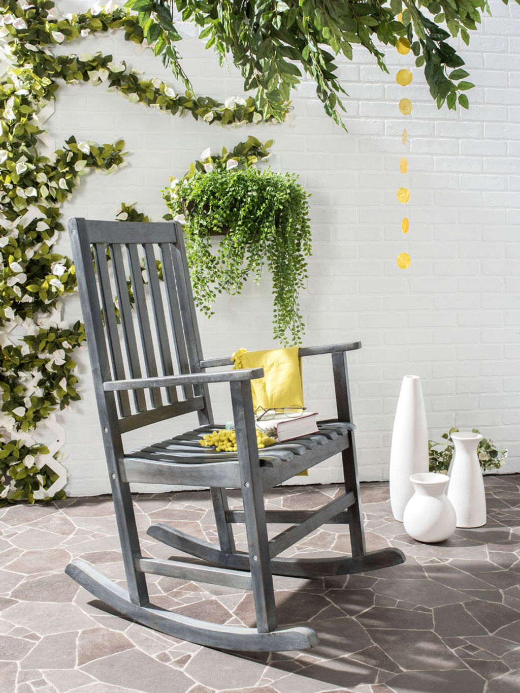Barstow Rocking Chair, 24.8" X 39.8", Ash Grey