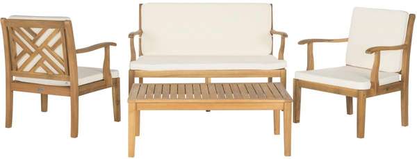 Bradbury 4Pcs Outdoor Living Set, Chair: 25.6
Bench: 48.4
Table: 39.4" X Chair: 31.9
Bench: 31.9
Table: 14.2", Natural/Beige