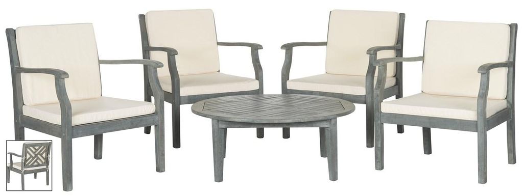 Preview image for Outdoor 5 Piece Seating Set Dark Slate Ash Grey & Beige