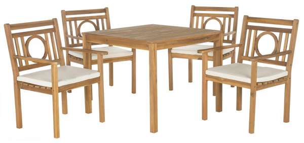 Montclair 5 Pcs Dining Set, Chair: 22.8 Table: 35.4" X Chair: 34.7 Table: 29.5", Natural/Beige