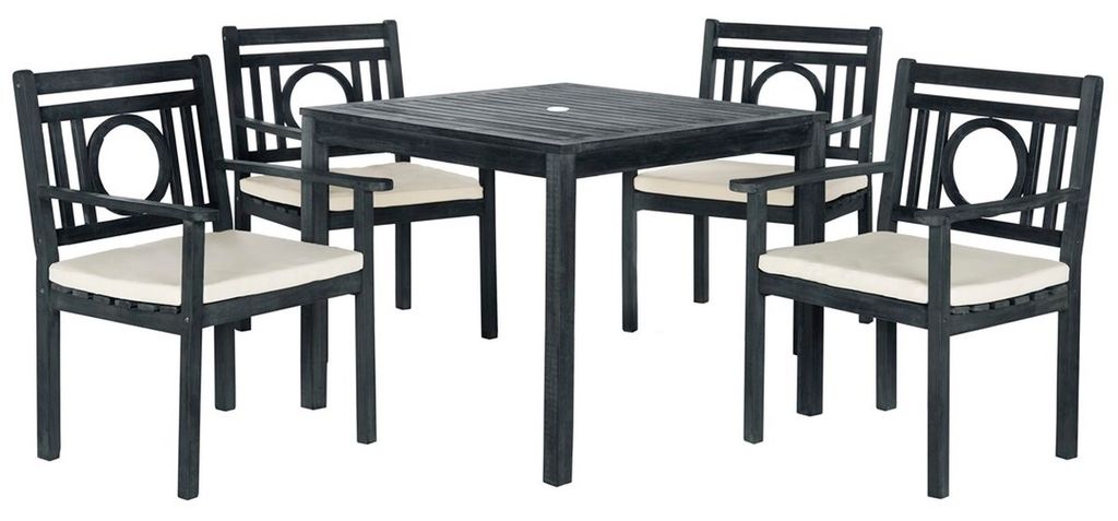 Montclair 5 Pcs Dining Set, Chair: 22.8
Table: 35.4" X Chair: 34.7
Table: 29.5", Dark Slate Grey/Beige