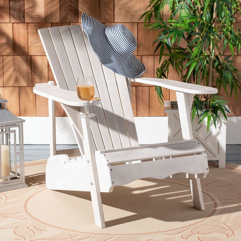 Vista Wine Glass Holder Adirondack Chair, 29.9" X 31.9", Antique White