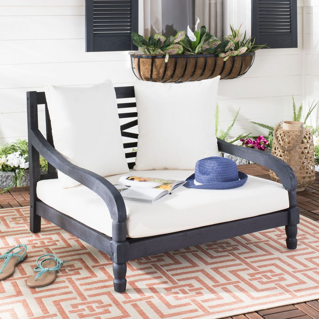 Pomona Lounger Dark Slate Grey & Beige