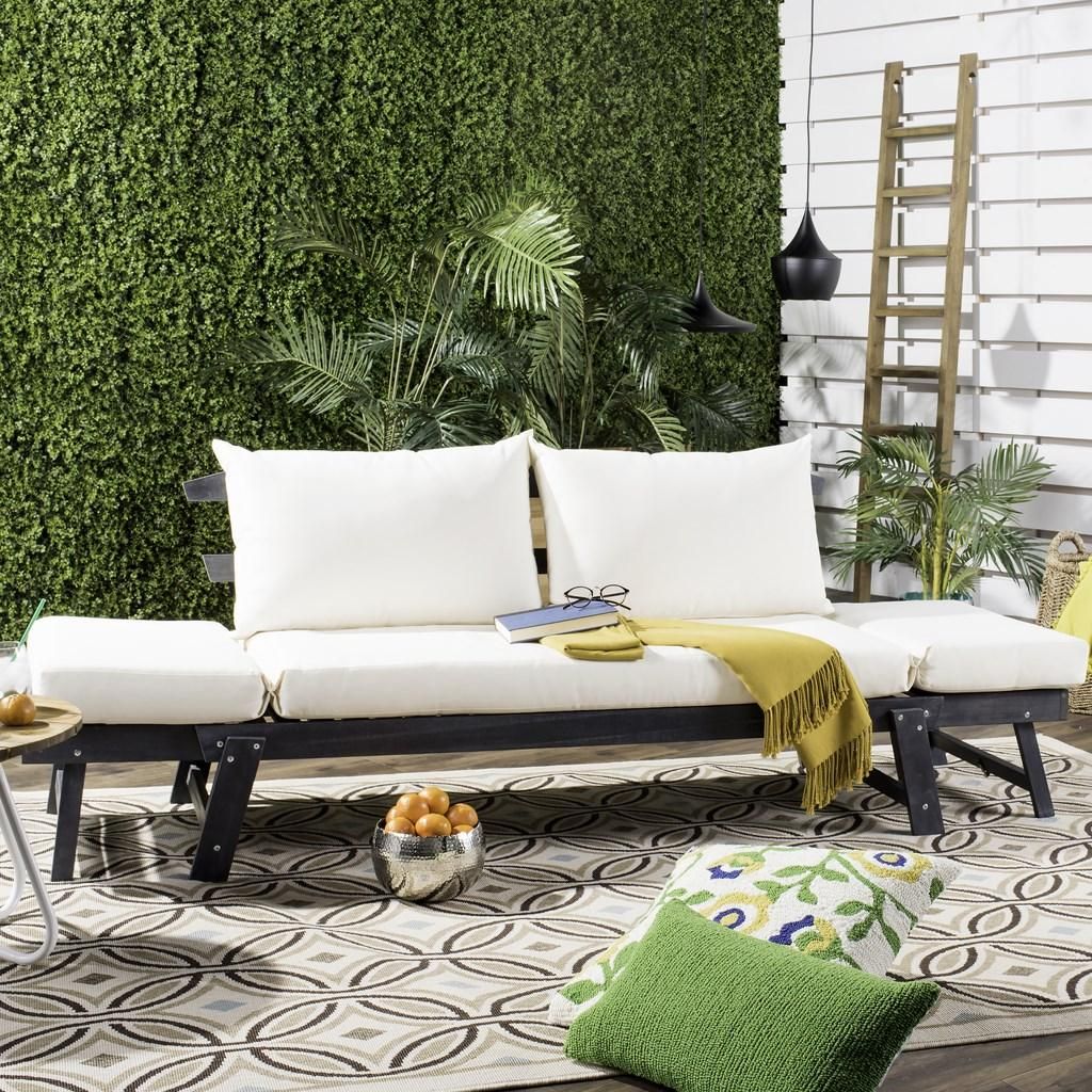 Tandra Modern Contemporary Daybed, 85.4" X 29.5", Dark Slate Grey/Beige
