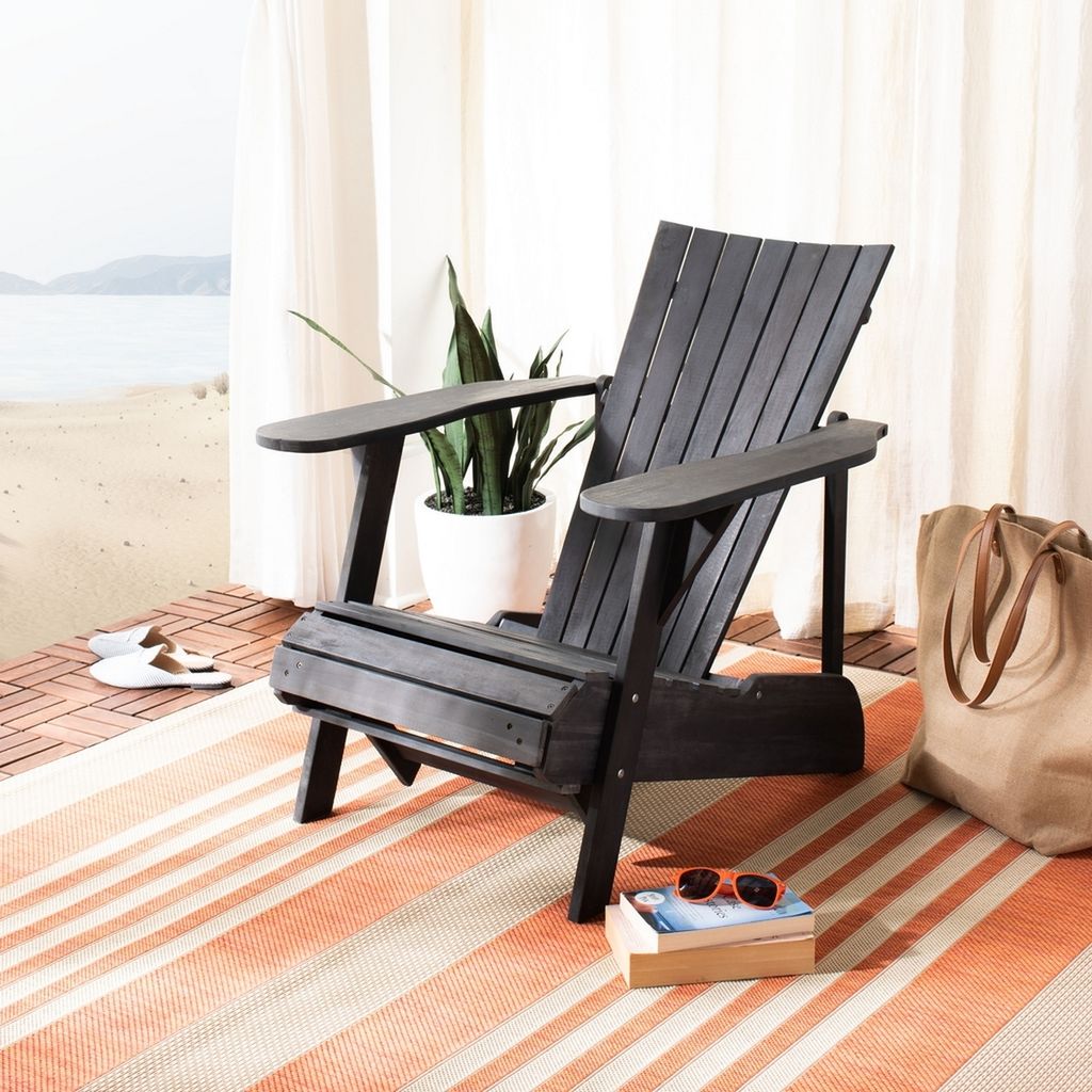 Merlin Adirondack Chair With Retractable Footrest, 51.9" X 32.3", Ash Grey