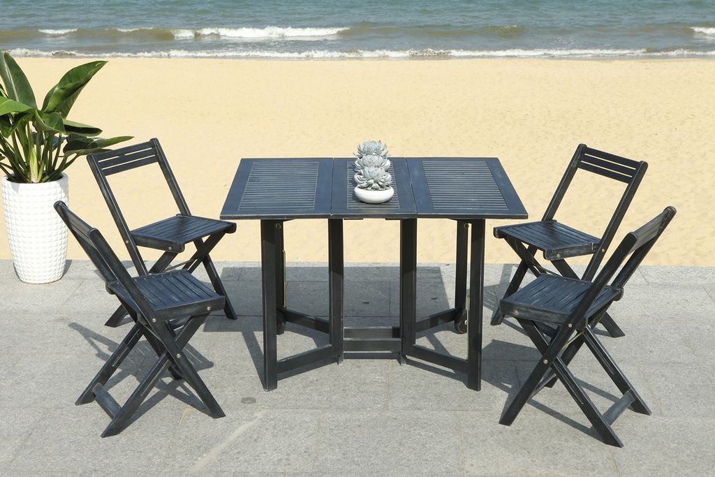Arvin Table And 4 Chairs, Chair: 18.7
Table: 43.3" X Chair: 32.3
Table: 29.1", Black